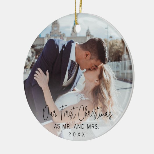 私たちの初めてのクリスマススエレガントクリプトの新しい写真 セラミックオーナメント (左)