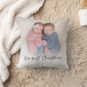 私たちの初めてのクリスマススクリプトベビーツインズ写真 クッション (ブランケット)