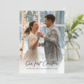 私たちの初めてのクリスマススクリプト冬の結婚式の写真 シーズンカード (スタンド正面)