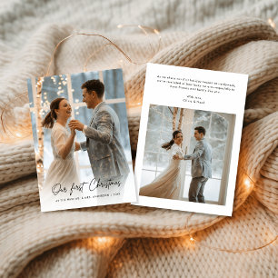私たちの初めてのクリスマススクリプト冬の結婚式の写真 シーズンカード