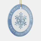 私たちの初めてのクリスマススノーフレーク氏ミセス・写真 セラミックオーナメント (右)