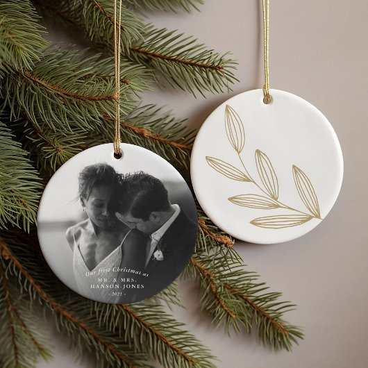 私たちの初めてのクリスマススプラウト写真 セラミックオーナメント