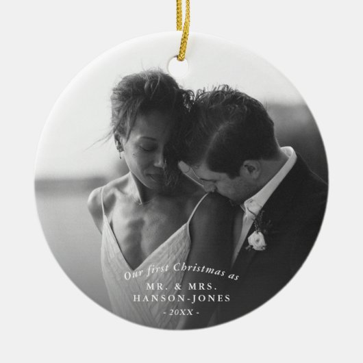 私たちの初めてのクリスマススプラウト写真 セラミックオーナメント (正面)