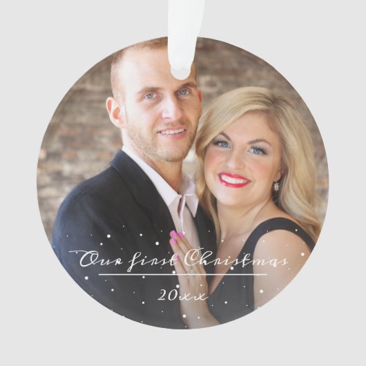 私たちの初めてのクリスマスス結婚クリプトの写真 オーナメント (正面)