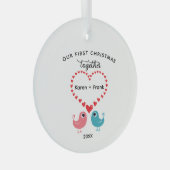 私たちの初めてのクリスマスズオーナメント、カップル ガラスオーナメント (正面右)