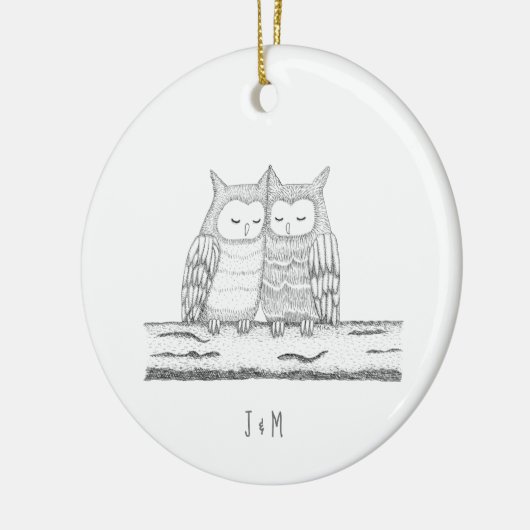 私たちの初めてのクリスマスズトゥオウルカップルアートカスタム セラミックオーナメント (左)