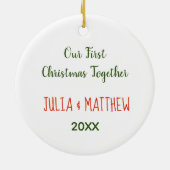私たちの初めてのクリスマスズトゥオウルカップルアートカスタム セラミックオーナメント (裏面)