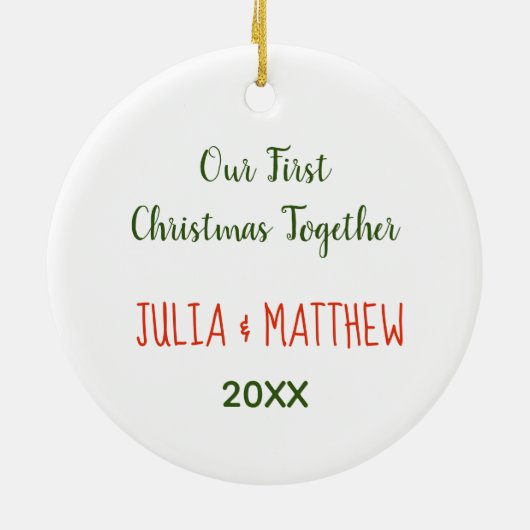 私たちの初めてのクリスマスズトゥオウルカップルアートカスタム セラミックオーナメント (裏面)