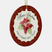 私たちの初めてのクリスマスズトゥーポインセチアカスタム セラミックオーナメント (右)