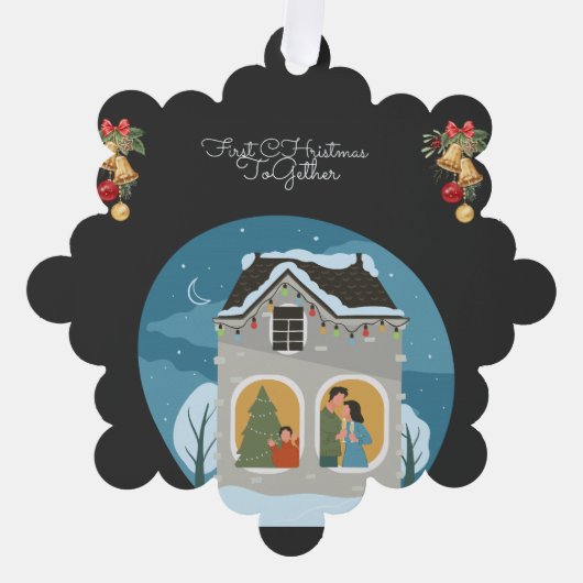私たちの初めてのクリスマスズトゥームファミリーホリデー オーナメントカード (正面)