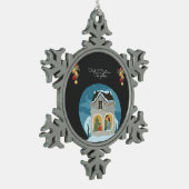 私たちの初めてのクリスマスズトゥームファミリーホリデー スノーフレークピューターオーナメント (左)