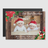 私たちの初めてのクリスマスツインズフォトウ素朴ッド (正面/裏面)