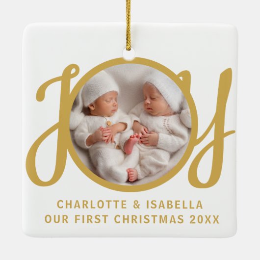 私たちの初めてのクリスマスツインズフォトキープサケ セラミックオーナメント (裏面)