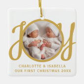 私たちの初めてのクリスマスツインズフォトキープサケ セラミックオーナメント (正面)