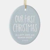 私たちの初めてのクリスマスツインベビーパーソナライズされた写真 セラミックオーナメント (右)