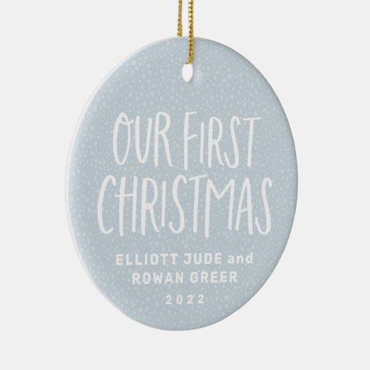 私たちの初めてのクリスマスツインベビーパーソナライズされた写真 セラミックオーナメント (右)
