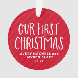 私たちの初めてのクリスマスツインベビー赤い休日の写真 オーナメント