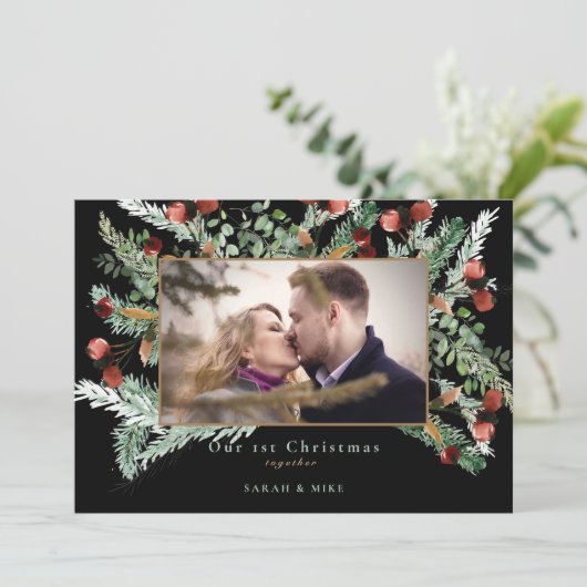 私たちの初めてのクリスマスツリーの写真 黒 (スタンド正面)