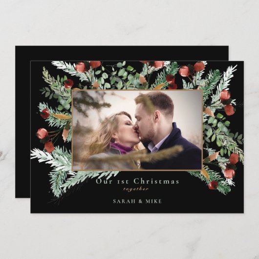 私たちの初めてのクリスマスツリーの写真 黒 (正面/裏面)