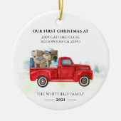 私たちの初めてのクリスマスニューホームアドレスホリディーズ セラミックオーナメント (正面)