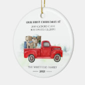 私たちの初めてのクリスマスニューホームアドレスホリディーズ セラミックオーナメント (左)