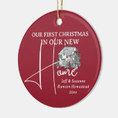 私たちの初めてのクリスマスニューホームコテージ写真 セラミックオーナメント (左)