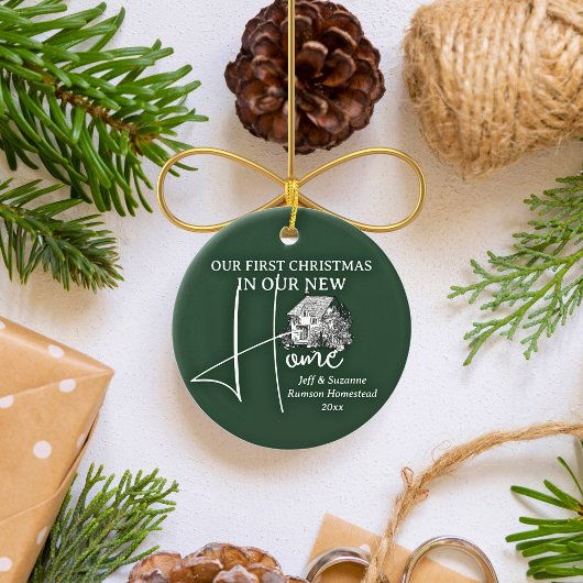 私たちの初めてのクリスマスニューホームコテージ写真 セラミックオーナメント