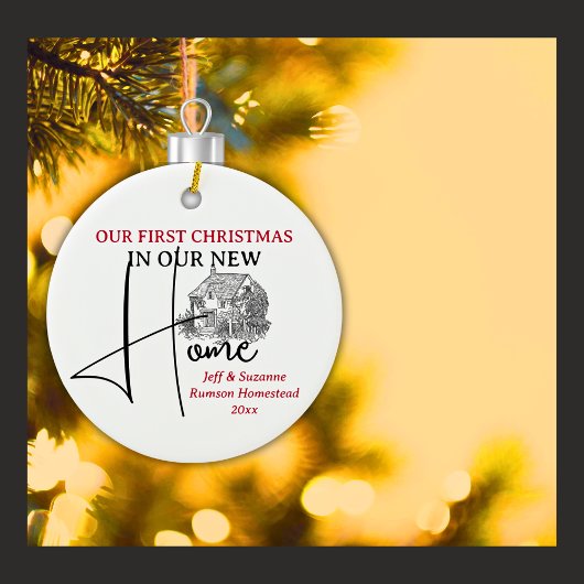 私たちの初めてのクリスマスニューホームコテージ セラミックオーナメント