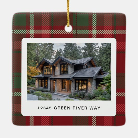 私たちの初めてのクリスマスニューホームフォトクリスマス セラミックオーナメント (裏面)