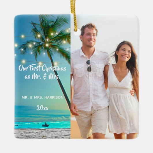 私たちの初めてのクリスマスニューリュウズ2写真トロピカル セラミックオーナメント (正面)