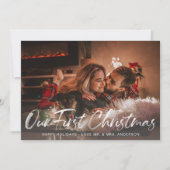 私たちの初めてのクリスマスバッファローチェックの写真カード (正面)