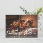 私たちの初めてのクリスマスバッファローチェックの写真カード (スタンド正面)