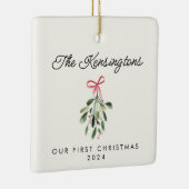 私たちの初めてのクリスマスパーソナライズされたの新着写真 セラミックオーナメント (右)