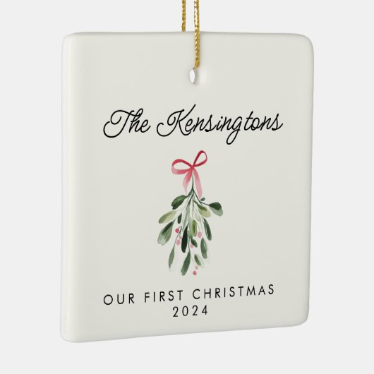 私たちの初めてのクリスマスパーソナライズされたの新着写真 セラミックオーナメント (右)