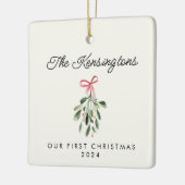 私たちの初めてのクリスマスパーソナライズされたの新着写真 セラミックオーナメント (左)