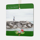 私たちの初めてのクリスマスパーソナライズされた写真セラミック セラミックオーナメント (左)