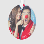 私たちの初めてのクリスマスパーソナライズされた写真 オーナメント (正面)