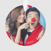 私たちの初めてのクリスマスパーソナライズされた写真 オーナメント (正面)