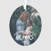 私たちの初めてのクリスマスパーソナライズされた写真 オーナメント (正面)