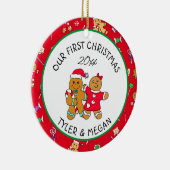 私たちの初めてのクリスマスパーソナライズされた セラミックオーナメント (右)