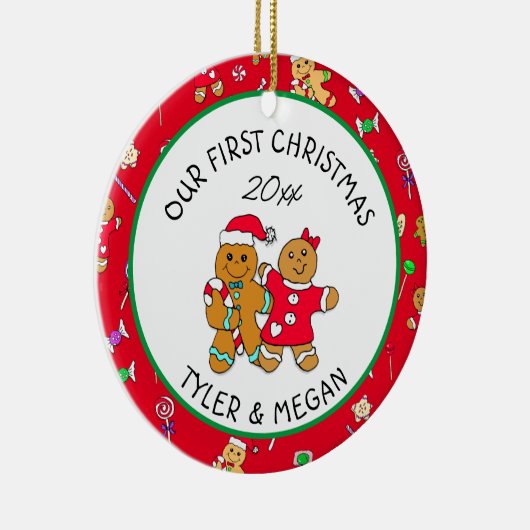 私たちの初めてのクリスマスパーソナライズされた セラミックオーナメント (右)