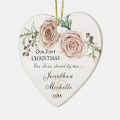 私たちの初めてのクリスマスピンクフローラ聖句 セラミックオーナメント (左)