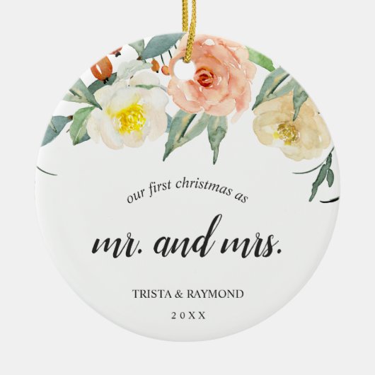 私たちの初めてのクリスマスピーチフローラ新着写真 セラミックオーナメント (正面)