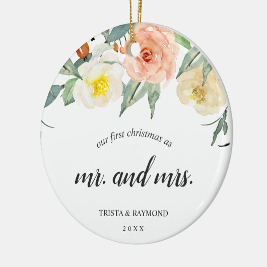 私たちの初めてのクリスマスピーチフローラ新着写真 セラミックオーナメント (左)