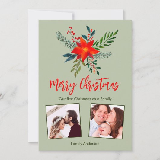 私たちの初めてのクリスマスファミリーカスタム、写真 シーズンカード (正面)