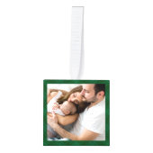 私たちの初めてのクリスマスファミリー写真ホリデイ素朴 キューブオーナメント (正面)