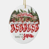 私たちの初めてのクリスマスファミリー7カスタムストッキング セラミックオーナメント (右)