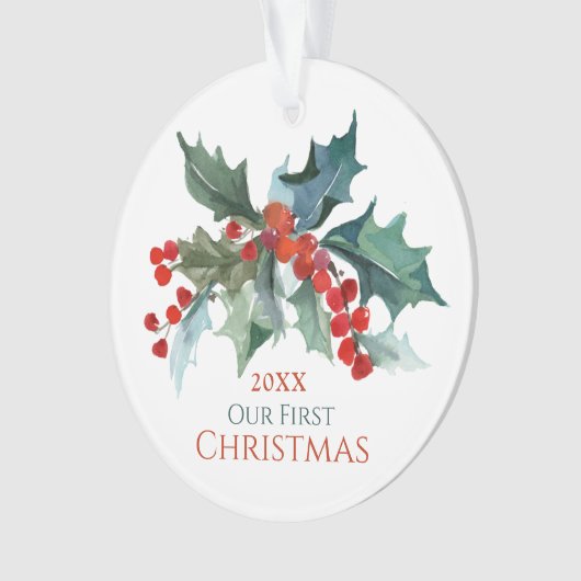 私たちの初めてのクリスマスフェスティバルホリーアンドベリー オーナメント (正面)