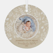 私たちの初めてのクリスマスフォトアイボリー ガラスオーナメント (裏面)