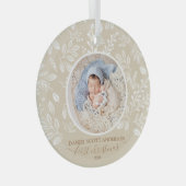 私たちの初めてのクリスマスフォトアイボリー ガラスオーナメント (正面右)